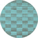 Round Checkered Light Blue Modern Rug, con267lblu