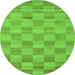 Machine Washable Checkered Green Modern Area Rugs, wshcon267grn