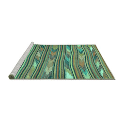 Sideview of Machine Washable Southwestern Turquoise Country Area Rugs, wshcon2680turq