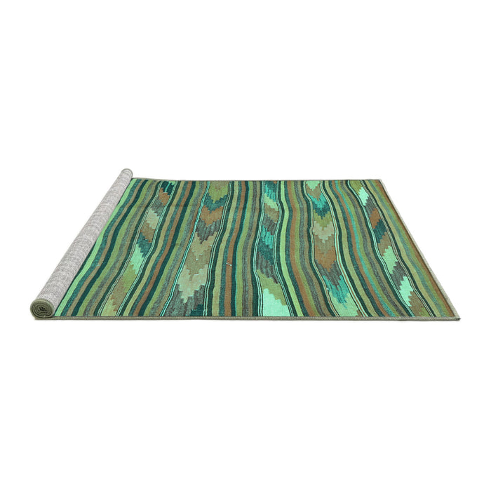 Sideview of Machine Washable Southwestern Turquoise Country Area Rugs, wshcon2680turq