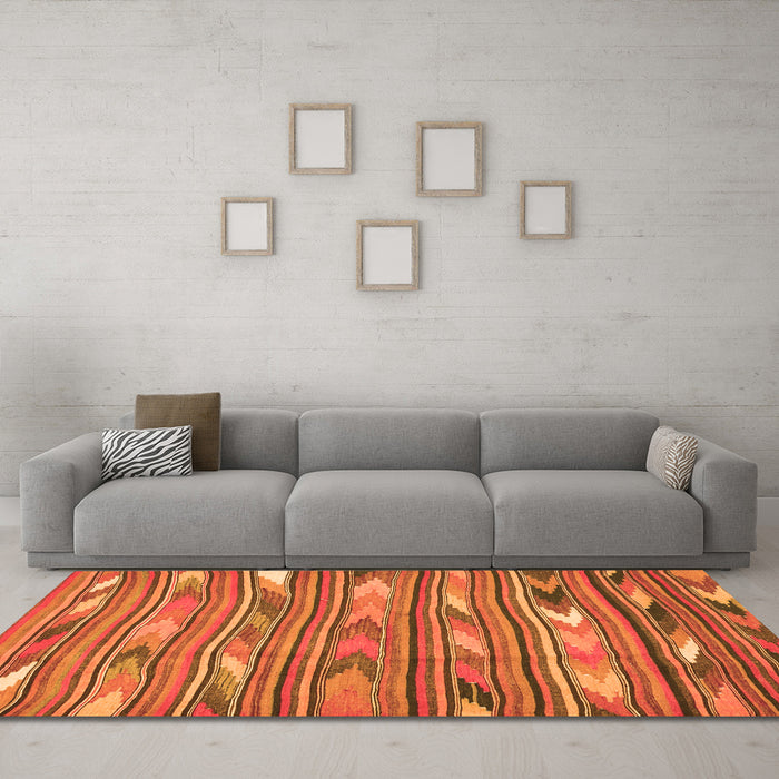 Machine Washable Southwestern Orange Country Area Rugs in a Living Room, wshcon2680org