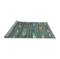 Sideview of Machine Washable Southwestern Light Blue Country Rug, wshcon2680lblu