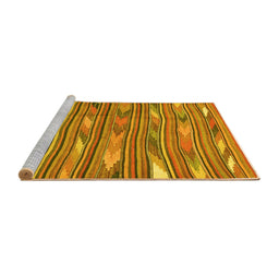 Sideview of Machine Washable Southwestern Yellow Country Rug, wshcon2680yw