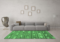 Machine Washable Southwestern Emerald Green Country Area Rugs in a Living Room,, wshcon2680emgrn