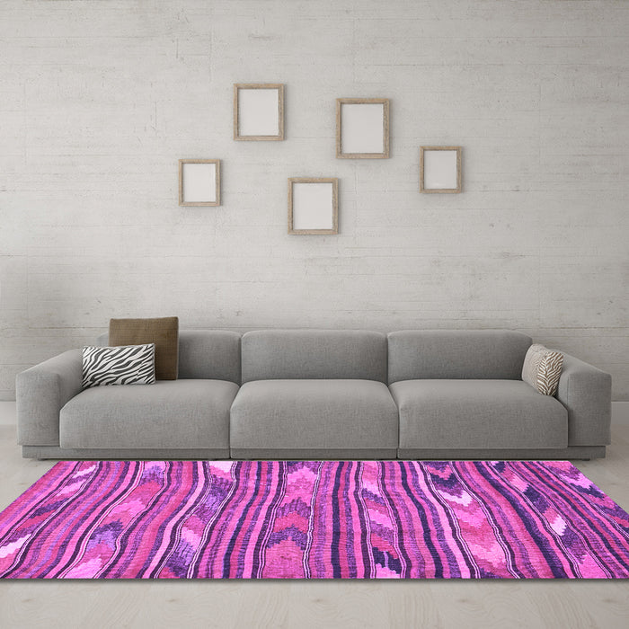Machine Washable Southwestern Purple Country Area Rugs in a Living Room, wshcon2680pur