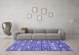 Machine Washable Southwestern Blue Country Rug in a Living Room, wshcon2680blu
