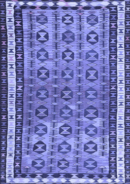 Abstract Blue Contemporary Rug, con2681blu