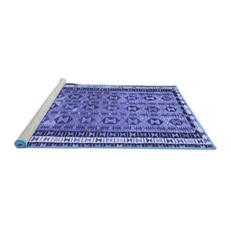 Sideview of Machine Washable Abstract Blue Contemporary Rug, wshcon2681blu