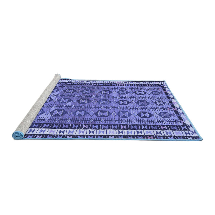 Sideview of Machine Washable Abstract Blue Contemporary Rug, wshcon2681blu
