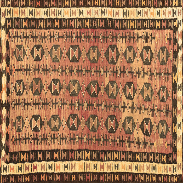 Square Abstract Brown Contemporary Rug, con2681brn