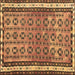 Square Abstract Brown Contemporary Rug, con2681brn