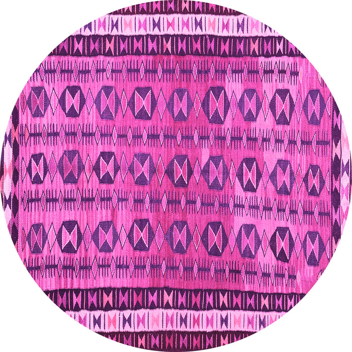 Round Machine Washable Abstract Pink Contemporary Rug, wshcon2681pnk