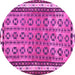 Round Machine Washable Abstract Pink Contemporary Rug, wshcon2681pnk