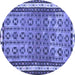 Round Machine Washable Abstract Blue Contemporary Rug, wshcon2681blu