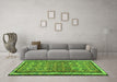 Machine Washable Abstract Green Contemporary Area Rugs in a Living Room,, wshcon2681grn