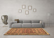 Machine Washable Abstract Brown Contemporary Rug in a Living Room,, wshcon2681brn