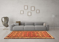 Machine Washable Abstract Orange Contemporary Rug, wshcon2681org