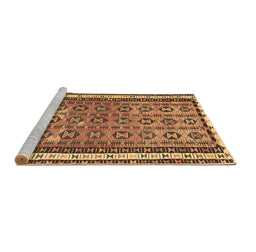 Sideview of Machine Washable Abstract Brown Contemporary Rug, wshcon2681brn