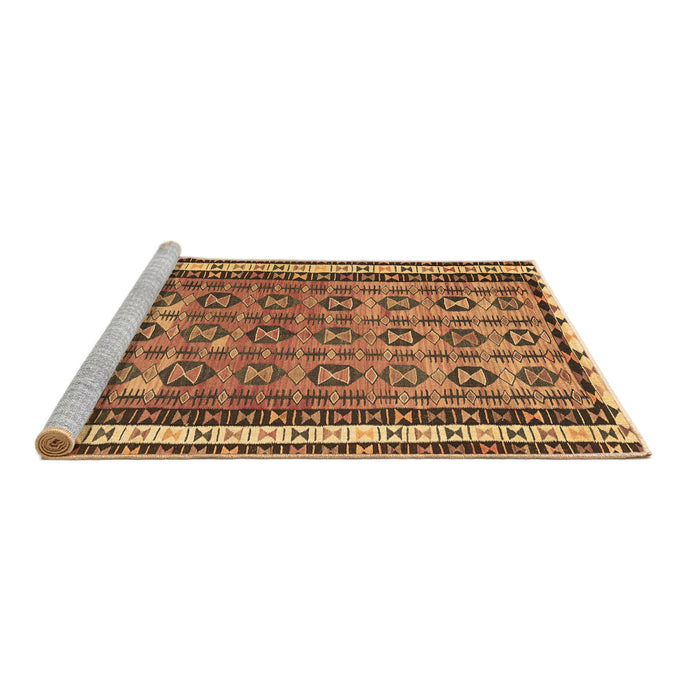 Sideview of Machine Washable Abstract Brown Contemporary Rug, wshcon2681brn