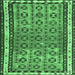 Square Abstract Emerald Green Contemporary Rug, con2681emgrn