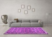 Machine Washable Abstract Purple Contemporary Rug, wshcon2681pur