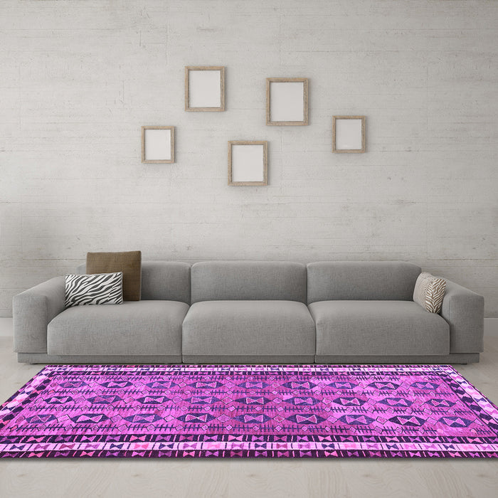Machine Washable Abstract Purple Contemporary Area Rugs in a Living Room, wshcon2681pur