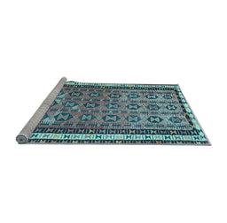 Sideview of Machine Washable Abstract Light Blue Contemporary Rug, wshcon2681lblu
