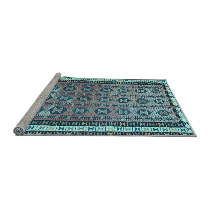 Sideview of Machine Washable Abstract Light Blue Contemporary Rug, wshcon2681lblu