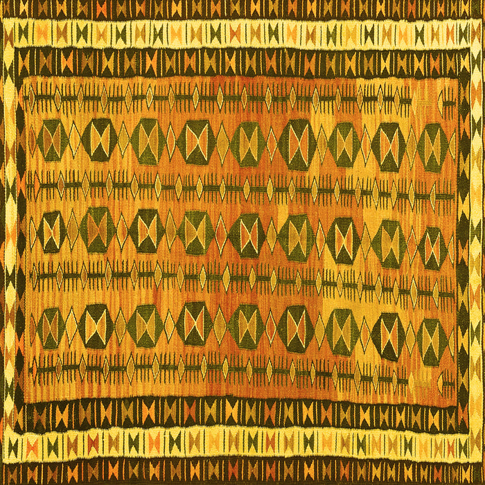 Square Machine Washable Abstract Yellow Contemporary Rug, wshcon2681yw