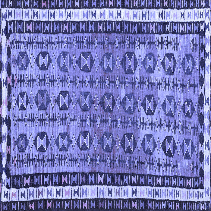 Square Abstract Blue Contemporary Rug, con2681blu