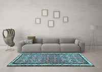 Machine Washable Abstract Light Blue Contemporary Rug, wshcon2681lblu