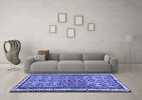 Machine Washable Abstract Blue Contemporary Rug, wshcon2681blu