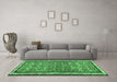 Machine Washable Abstract Emerald Green Contemporary Area Rugs in a Living Room,, wshcon2681emgrn