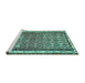 Sideview of Machine Washable Abstract Turquoise Contemporary Area Rugs, wshcon2681turq