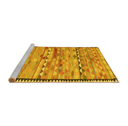 Sideview of Machine Washable Oriental Yellow Traditional Rug, wshcon2682yw