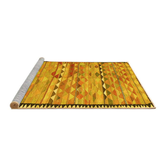 Sideview of Machine Washable Oriental Yellow Traditional Rug, wshcon2682yw