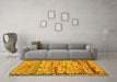 Machine Washable Oriental Yellow Traditional Rug in a Living Room, wshcon2682yw