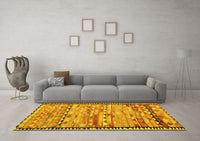 Machine Washable Oriental Yellow Traditional Rug, wshcon2682yw