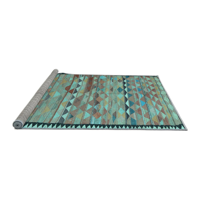 Sideview of Machine Washable Oriental Light Blue Traditional Rug, wshcon2682lblu