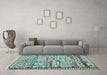 Machine Washable Oriental Light Blue Traditional Rug in a Living Room, wshcon2682lblu