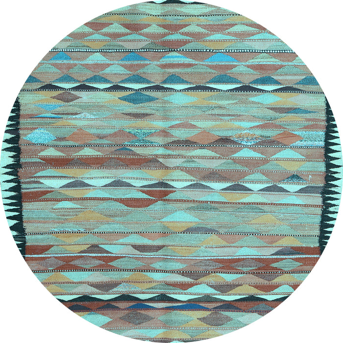 Round Oriental Light Blue Traditional Rug, con2682lblu