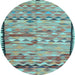 Round Oriental Light Blue Traditional Rug, con2682lblu