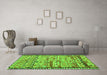 Machine Washable Oriental Green Traditional Area Rugs in a Living Room,, wshcon2682grn