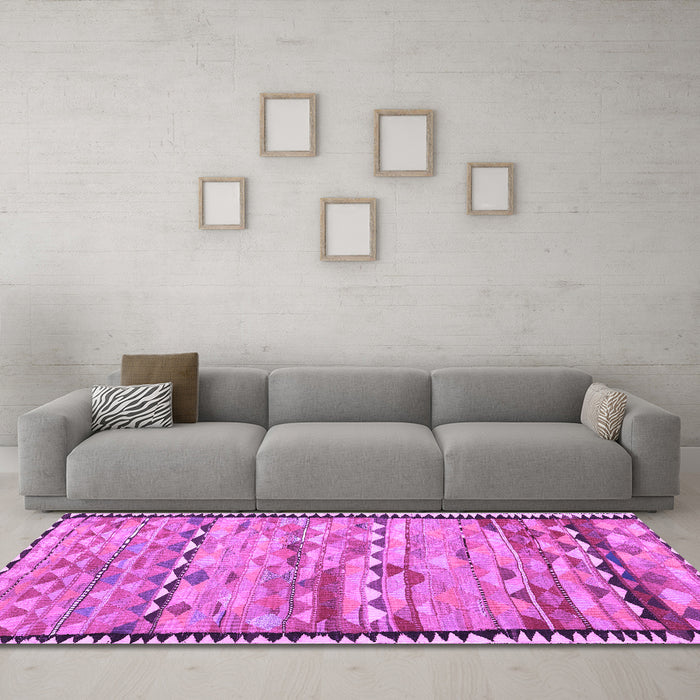 Machine Washable Oriental Purple Traditional Area Rugs in a Living Room, wshcon2682pur