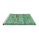 Sideview of Machine Washable Oriental Turquoise Traditional Area Rugs, wshcon2682turq