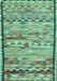 Machine Washable Oriental Turquoise Traditional Area Rugs, wshcon2682turq