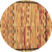 Round Oriental Brown Traditional Rug, con2682brn