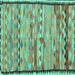 Square Machine Washable Oriental Turquoise Traditional Area Rugs, wshcon2682turq