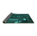 Sideview of Patchwork Turquoise Transitional Rug, con2683turq