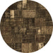 Round Patchwork Brown Transitional Rug, con2683brn